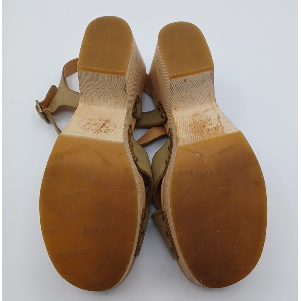 Kork-Ease Platform Sandals Womens 11 Tan Excellent Leather Wedge Strappy Wood - Picture 10 of 11